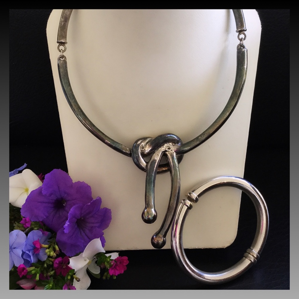 925 sterling artisan necklace - bracelet signed